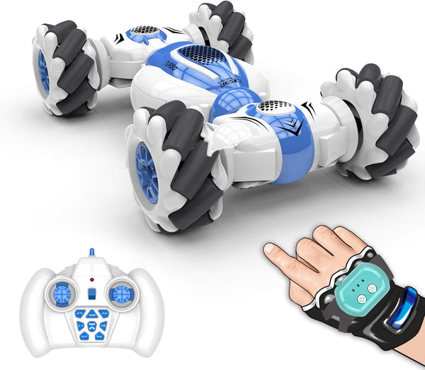 GoolRC RC Stunt Car - 2.4GHz 4WD Remote Control Car, Deformable Off Road Car with 360° Flips (Blue)