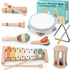 Uhqajd Baby Musical Instruments Set, Montessori Wooden Toys for Toddlers 3+, Neutral Colors