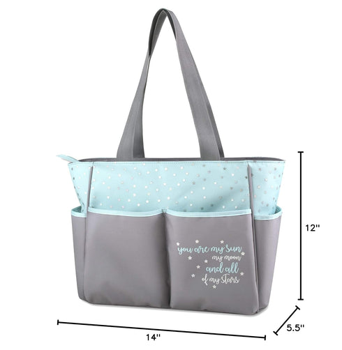 5 Set Baby Essentials Diaper Bag Tote Piece with Sun, Moon, and Stars, Wipes Pocket, Dirty Diaper Pouch, Changing Pad