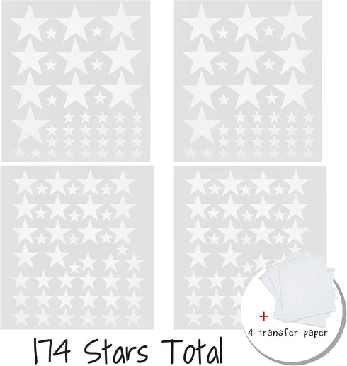 Peel and Stick Stars Wall Decals for Kids, Baby Bedroom Nursery, Living Room, Tribal TeePees Vinyl Stickers (White)