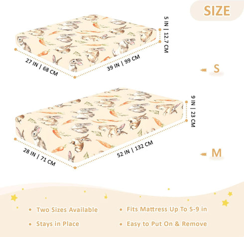 SEHANY 52"x28" Cute Easter Rabbits Fitted Crib Sheet - Soft Breathable Cotton Baby Crib Sheets for Standard Crib