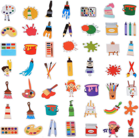 100 Pack Art Painting Stickers - Art Painting Party Favors, Birthday Decorations for Creative Celebrations