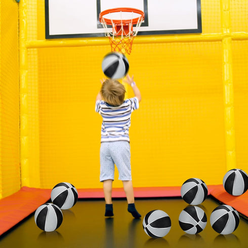 8 Pack 7 Inch Mini Rubber Basketballs Set - Small Basketballs with Air Pump for Indoor Outdoor Games
