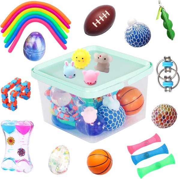 24 Pack Fidget Toys for Adults with Liquid Motion Timer Mochi Squishy
