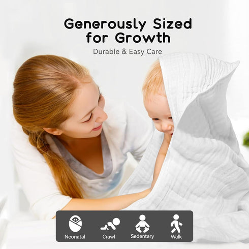 Arnzion 2 Pack) Baby Hooded Towels for Babies and Toddlers, Muslin Baby Bath Towel Soft and Absorbency for Boys