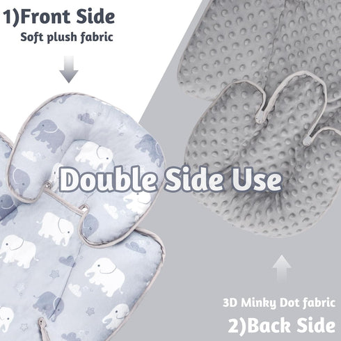 TANOFAR Infant Car Seat Head Support, Soft Baby Carseat Head & Body Support, Grey Elephant Baby Car Seat Insert Cushion