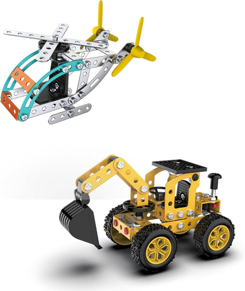 Jixin Xyzhi Building Sets Stem Assembly Toys Metal 3-D Puzzle Excavator and Plane Model