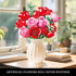 Set 16 387PCS HOGOKIDS Flowers Bouquet Building with Lights - Roses Bouquet Botanical Building Blocks Artificial Red