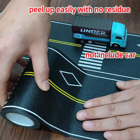 Play Road Tape for Kids, 2-Pack of 3.9 Inch Wide x 32.8 ft Black Tape for Car Toy Track, No Residue Gift