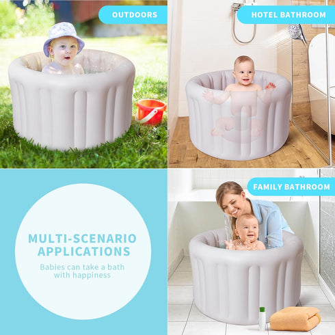 Hantaiwan 24-36 Inflatable Baby Bath Seat for Sitting Up XL, Inflatable Soft Tub for Months, Anti - Collision
