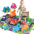 ALASOU 9 PCS Baby Cranes Car Toys with Playmat, 1st Birthday Gifts for 1-2 Year Old Boys