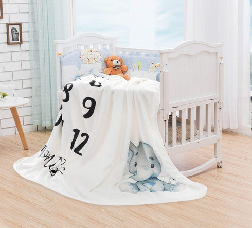 47''x40'' Baby Monthly Milestone Blanket - Organic Plush Fleece Photography Background Prop for Boy Girl Newborn Soft