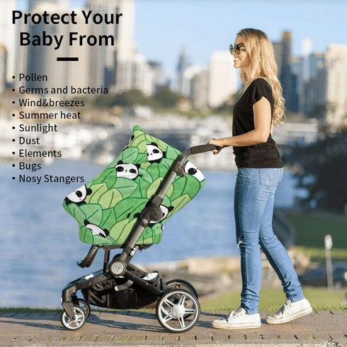 Schgap Panda Leaves Car Seat Cover for Baby, Soft Stroller Cover Nursing Cover Breastfeeding Baby Carrier Covers