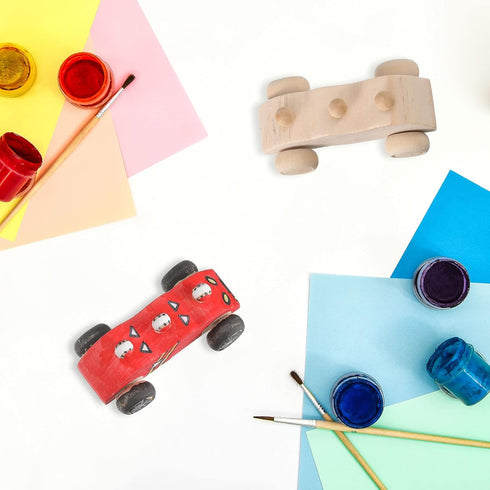 6 Set Zhanmai Pcs Wooden Toy Cars to Paint Wood DIY Car Toys Unfinished Wood Race Cars Bulk Paintable Wooden Cars