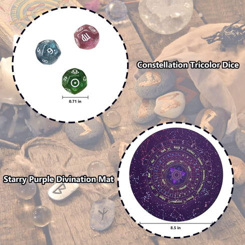 6Pcs Knana Pendulum Board for Divination - Pendulum Crystal for Dowsing, Tarot Dice Astrology Dice with Box, Wiccan