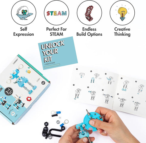 CareBit Build Your Own Robot Toy Construction Set - Educational STEM Activities Learning Kit for Ages 6+