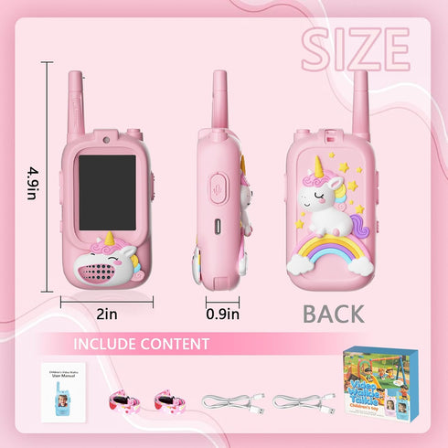 HoverBots 1000 2 Pack Video Walkie Talkies for Kids, Kids Walkie Talkies with Screen & Voice Changer, Feet Range
