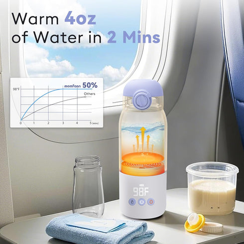 5 MOMFANN Portable Bottle Warmer for Travel, Dual Heating Modes Baby Milk Warmer On The Go for Breastmilk, Water