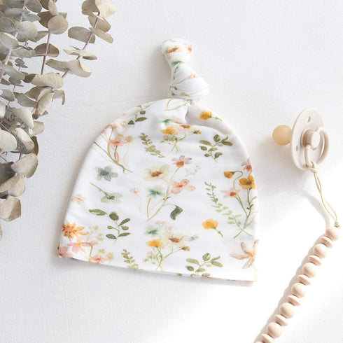 Set Set, LifeTree Newborn Swaddle with Matching Hat and Bow Wooden Birth Announcement Card, Floral Baby Girl Newborn