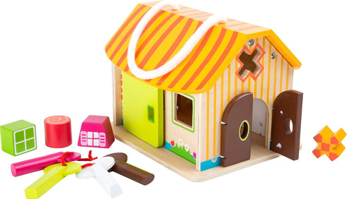 Small Foot Wooden Toys Wood Shed with Keys Motor Skills Playset Designed