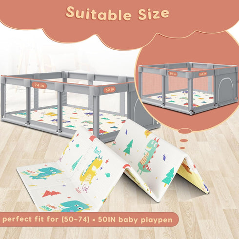 74" 50 (0.4" Fshibila Baby Playpen Mat, Baby Play Mat for Floor, Baby Playmat for Playpen, Thick Ultra Soft Playpen Mat