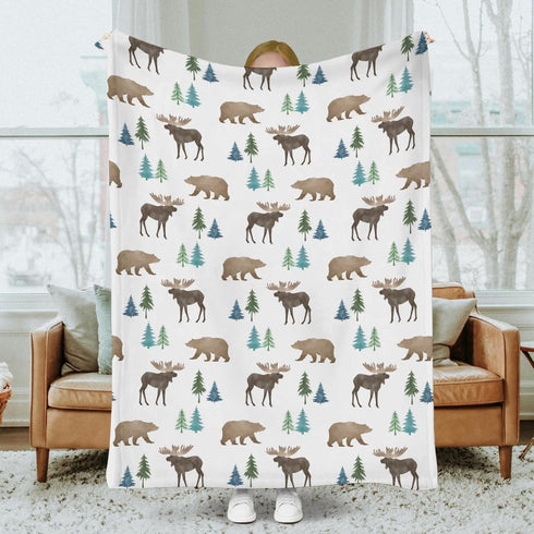 SqtmuHLuo Baby Blanket Boys Girls Moose Bear Deer Baby Nursery Bed Blanket Soft
