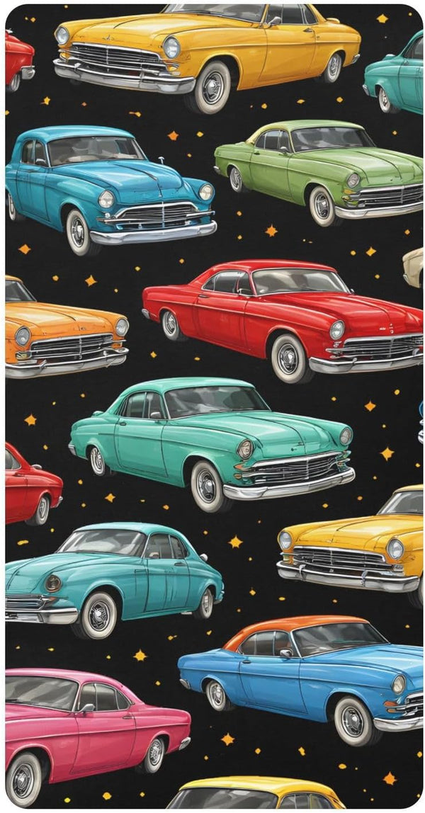 CZXW Vintage Cars Colorful Crib Sheets Fitted 52" x 28" Natural Cotton Soft