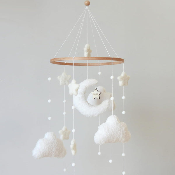 Goukurlsma Boho Cloud Moon Crib Mobile Boho Baby Mobile for Crib Neutral Clouds,