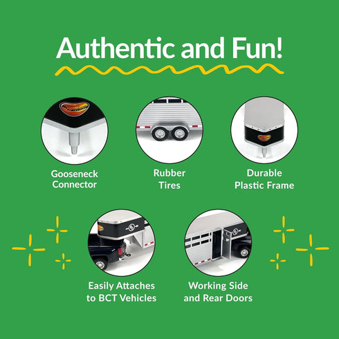 Country 1:20 Big Toys - Sundowner Horse Trailer with Gooseneck Trailer Hitch for Farm Toys & Toy Trucks with Working