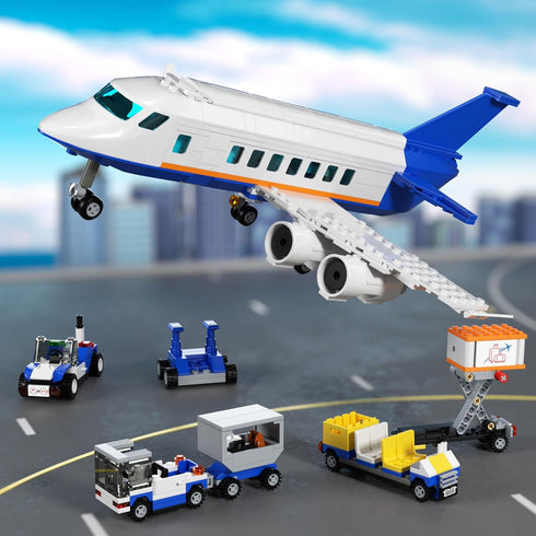 City Passenger Airplane Building Set, Compatible with Lego Plane Blocks Toy, Fun Airport Gift