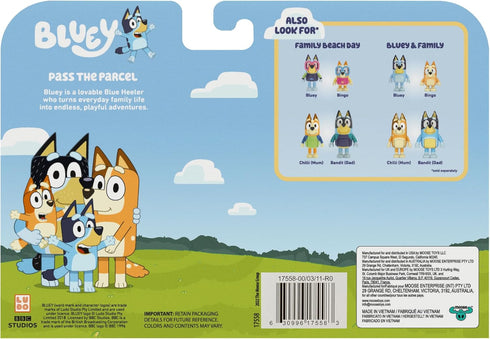 Bluey Figure 4-Pack - Pass The Parcel Character Figures with Accessories, 2.5-3 inch