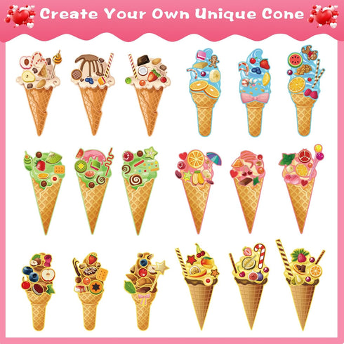 Ice Cream Party Kids Sticker Sheets: 36 Sheets Build Your Own Stickers, Mix and Match Ice Cream Decals