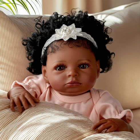 20 Inch 3+ BABESIDE Black Baby Dolls, Realistic Cute Soft Body Baby Doll Real Life Baby Dolls with Accessories for Year