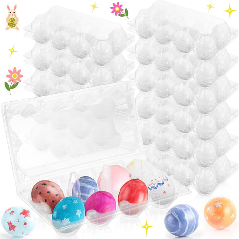 Menkxi 96 Pcs Plastic Easter Eggs with Clear Egg Cartons for Crafts