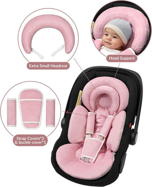 Tinlyfinly Infant Car Seat Insert with Extra Cushion for Preemie to Toddler, Reversible Newborn Carseat Insert for Baby