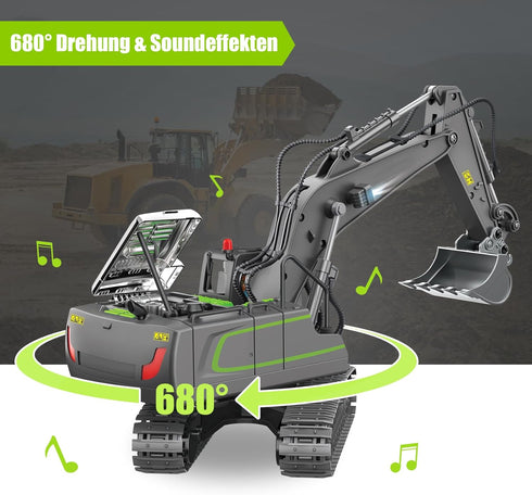 6-12 6 7 8 9 10 11 PREPOP Remote Control Excavator Toy for yr Boys, Best Birthday Gifts for Kids Year Old, Green