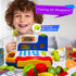 FUNERICA Toy Cash Register with Scanner, Microphone, Interactive Calculator, Grocery Food, Pretend Play Money