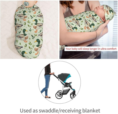 Sets Farm Animal Cute Mallard Duck Newborn Swaddle Blankets Hat Soft Baby Receiving Blanket Swaddle Sack for Baby