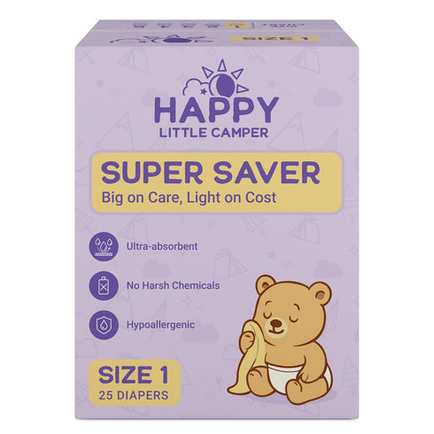 Happy Little Camper Super Saver Diapers, Size 1, 25 Count | Budget-Friendly