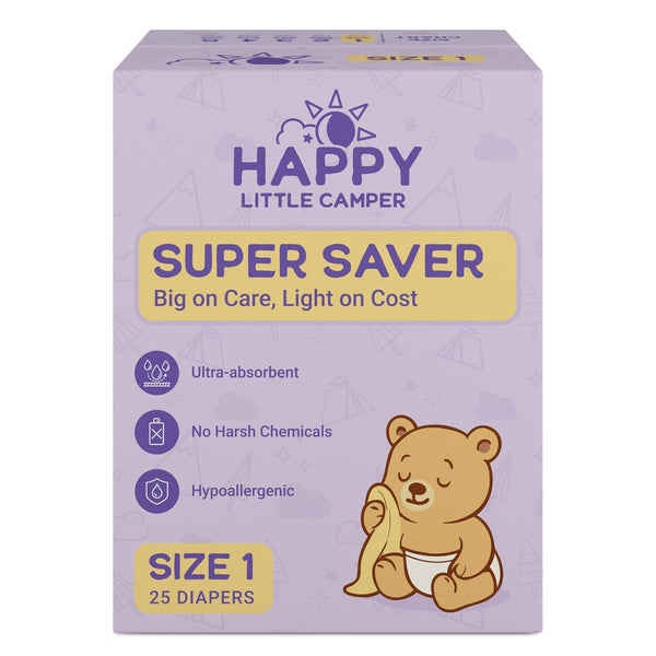 Happy Little Camper Super Saver Diapers, Size 1, 25 Count | Budget-Friendly