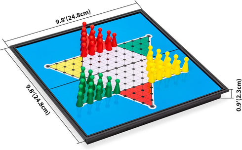 Yellow Mountain Imports Magnetic Chinese Checkers Halma Travel Set, 9.8 Inches - Folding Portable Board Game