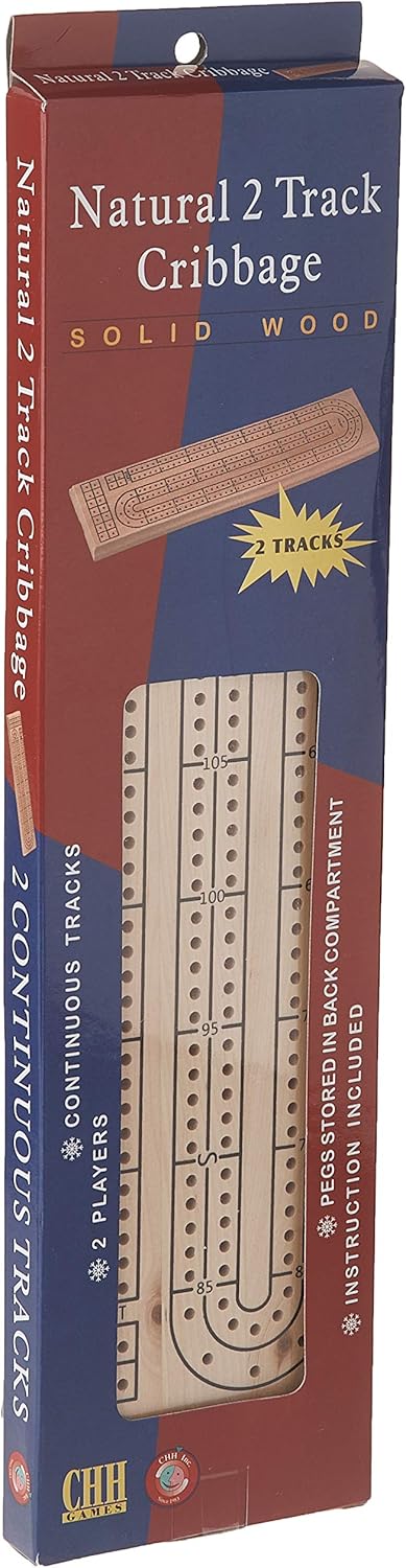 Natural 2-Track Wood Cribbage Board Game