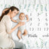 CSFOTO Baby Milestone Blanket 60''x40'', Eucalyptus Leaves Newborn Photography Props Blanket for Boy & Girl