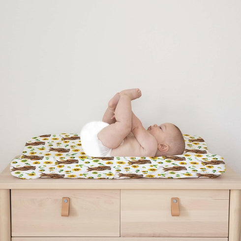 Highland Cow Changing Pad Cover, Soft Breathable Nursery Changing Table Mat for Boy Girl, 32" x 16"