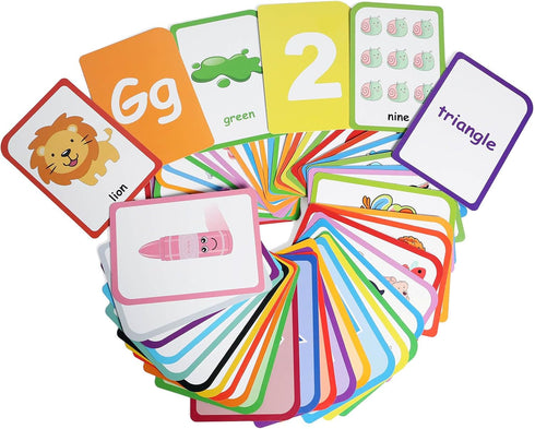ZazzyKid Flash Cards for Toddlers - 54 Double Sides Flashcards for Alphabets, Numbers, Colors, Shapes