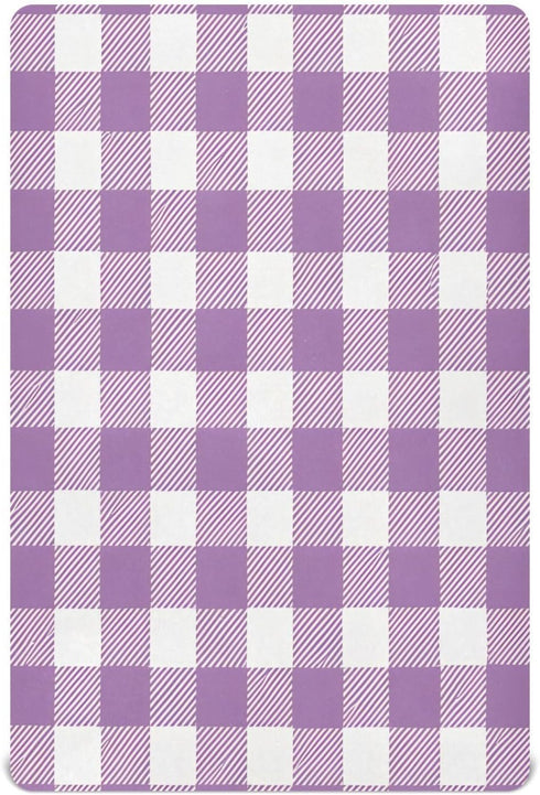 Flradish Purple Gingham Crib Sheets for Boys or Girls,Stretchy Fitted Cozy Soft Breathable