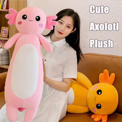 Somao Long Axolotl Plush Pillow, Cute Stuffed Animal Body Plush Toy for Girls Boys (100cm/39.3inch, Pink)