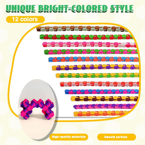 24PCS 11 inch (12 Wacky Tracks Fidget Toys, Sensory Snake Chains for Autism ADHD Stress Relief, Travel Train Plane