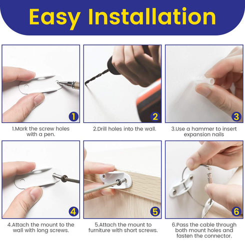 4our Kiddies 10 Pack Furniture Anchors for Baby Proofing, Anti Tip Wall Anchors for Child Safety