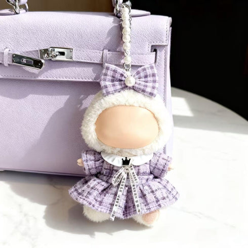 Ueuo 17cm Set Clothes for LABUBU Doll (NO Doll), Outfit for LABUBU, Dress and Hairpin for LABUBU Dress Up, Fashion